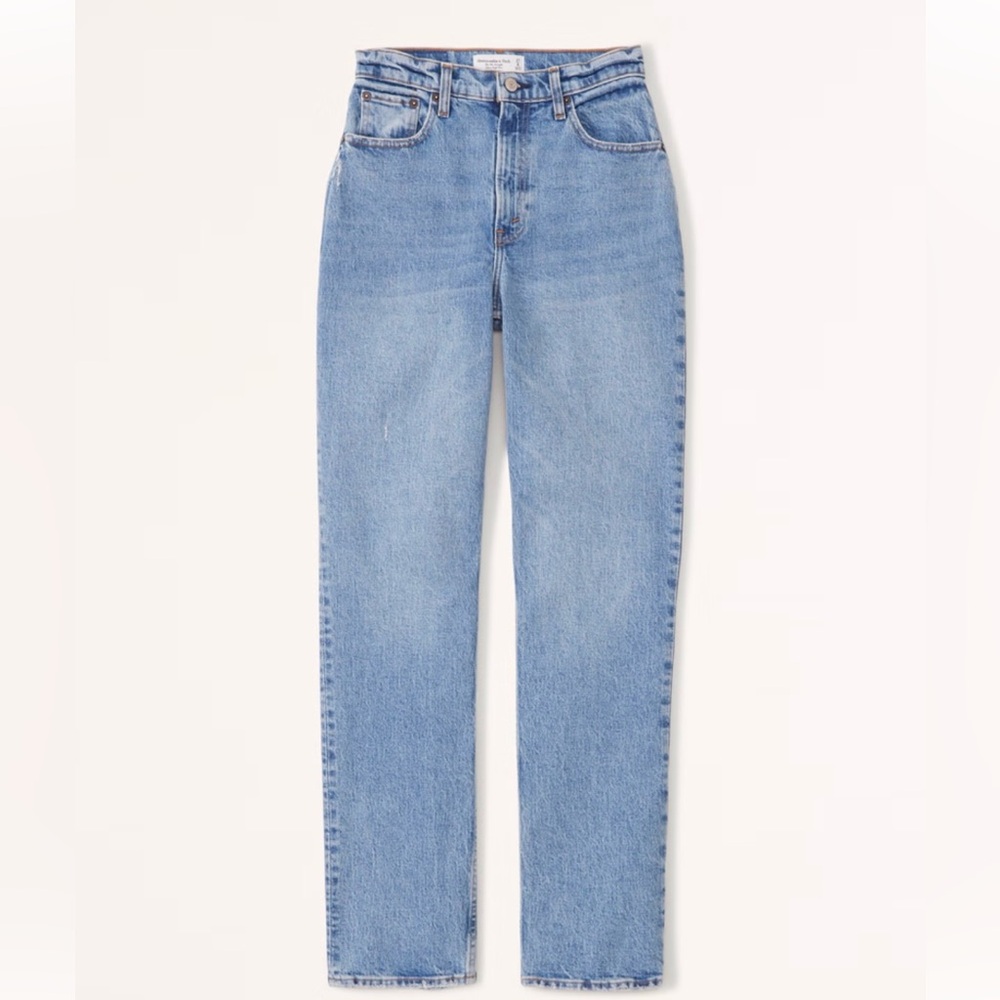 Abercrombie & Fitch High-Rise Straight Leg Jeans - Light Blue